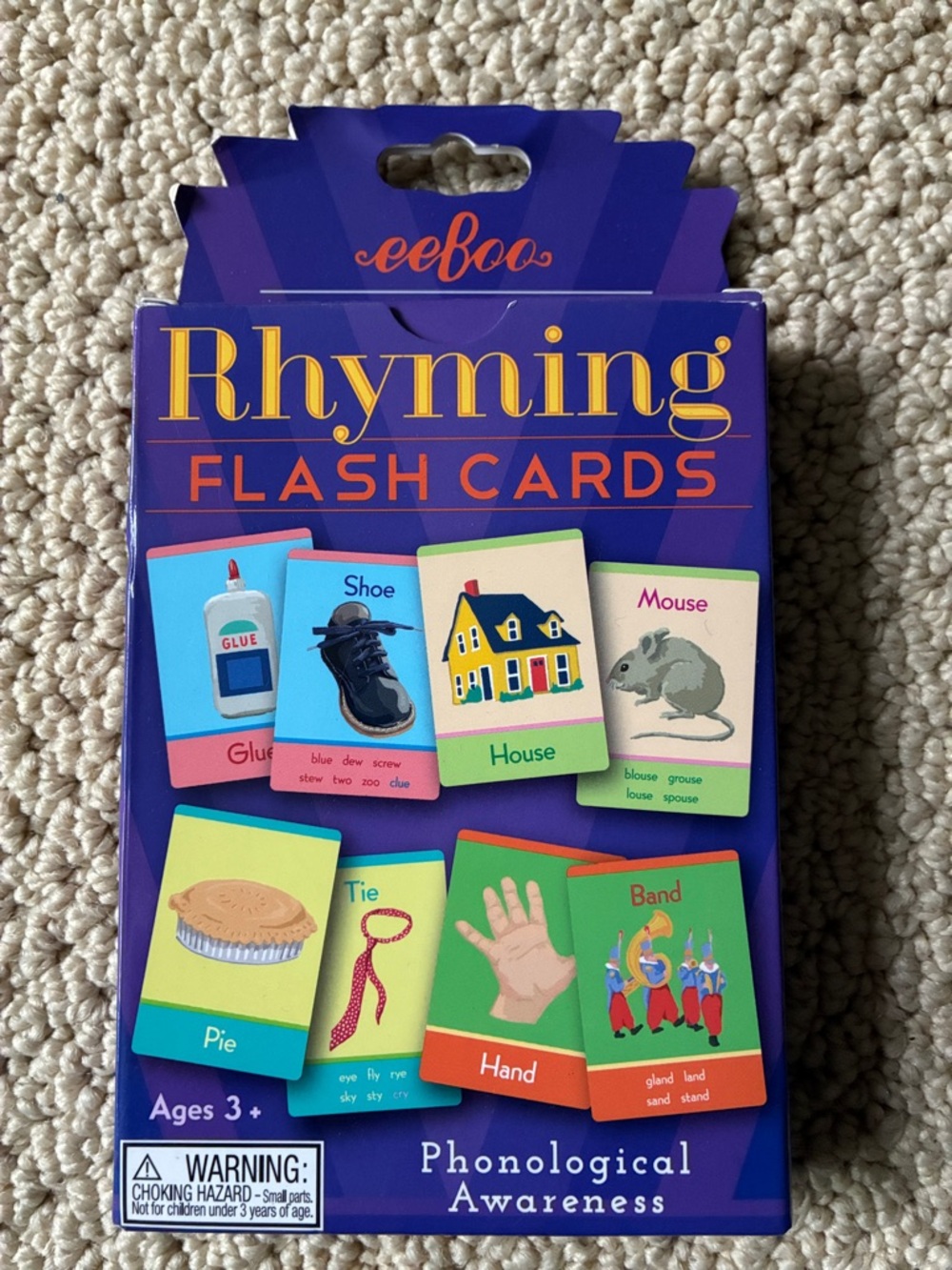 eeboo Rhyming Flash Cards - Purple - Kids Learning Toy